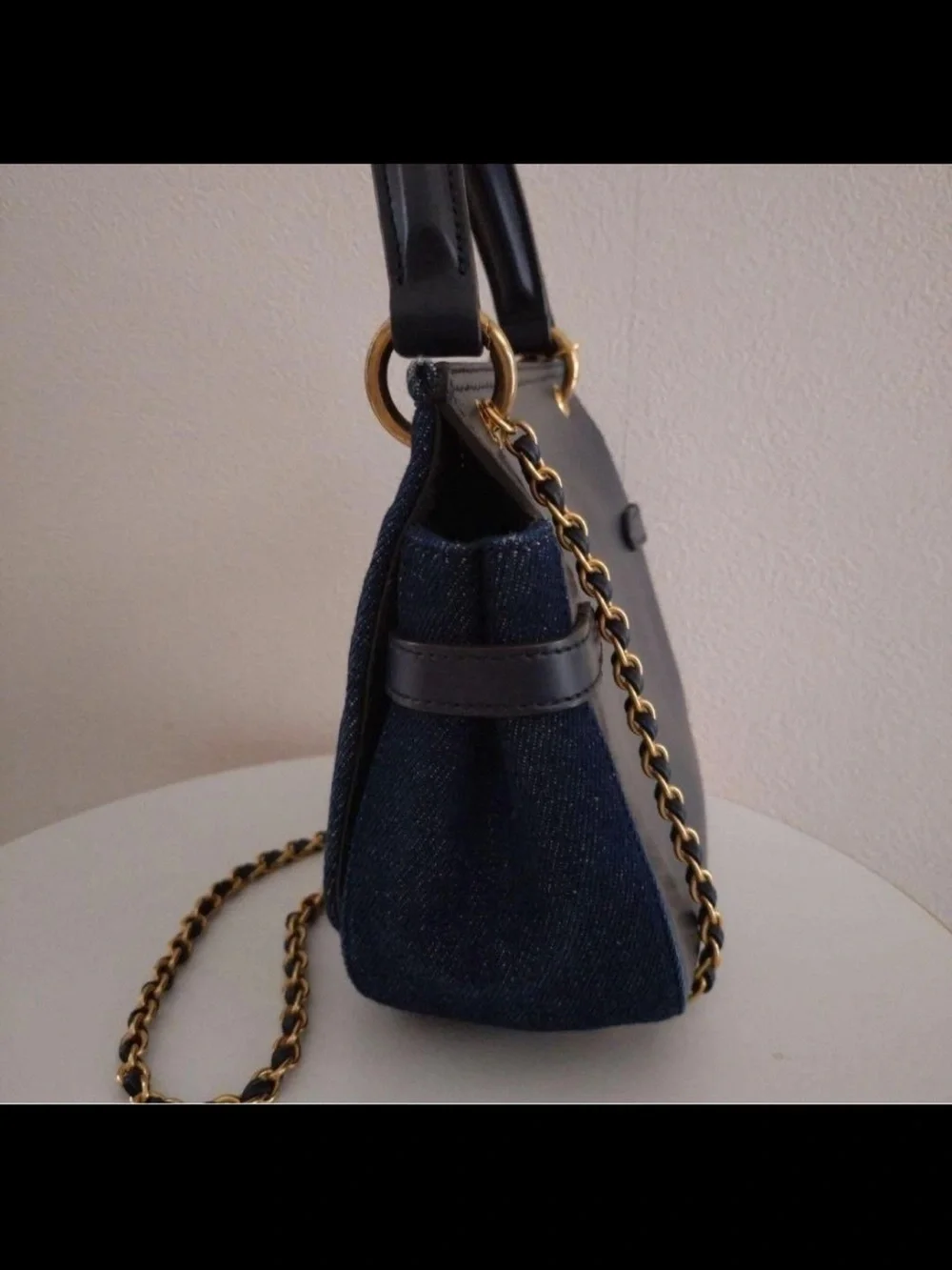 Mulberry Navy Quilted Top-Handle Shoulder Bag with Gold Hardware